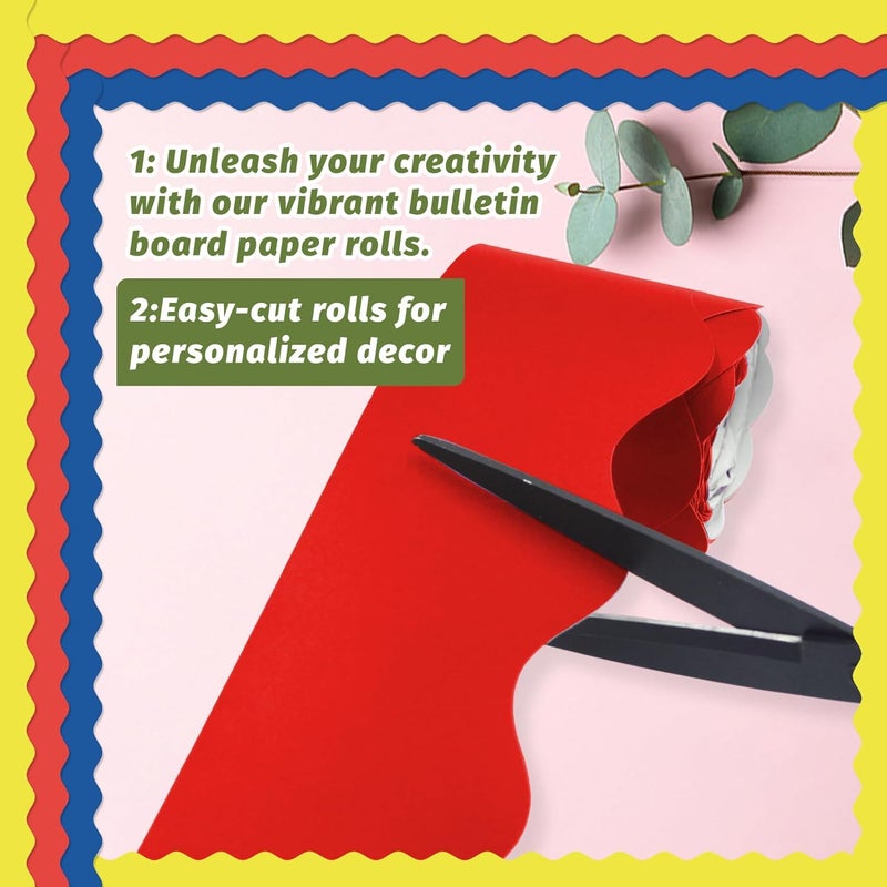 DASTTUIS 8 Rolls 262.4 Ft Bright Bulletin Board Borders Set - Decorations for Office, School Classroom Decor, Teachers & Home DIY - Posters & Birthday Parties - Board Trim （Classic Color） - Image 3